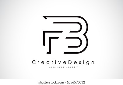 FB F B Letter Logo Design in Black Colors. Creative Modern Letters Vector Icon Logo Illustration.