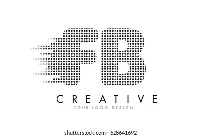 FB F B Letter Logo Design with Black Dots and Bubble Trails.