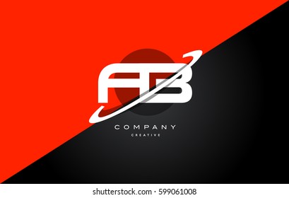 fb f b  red black white technology swoosh alphabet company letter logo design vector icon template 