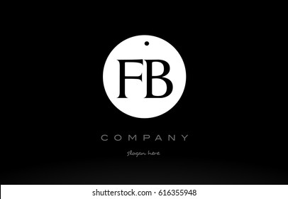 FB F B simple black white circle background alphabet company logo design vector icon template