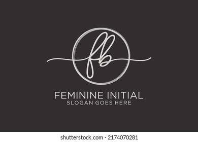 Logo de escritura a mano de FB con el logotipo del vector de plantilla de círculo de la firma inicial, boda, moda, floral y botánica con plantilla creativa.