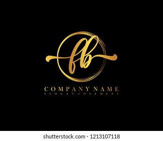 FB initial handwriting logo circle template vector