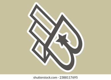FB Initial Letter Sticker Logo Inspiration. F and B combination sticker logo vector design.