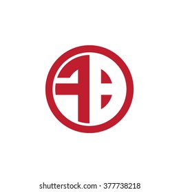FB initial letters circle business logo red