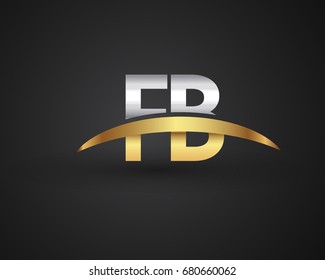 FB initial logo company name colored gold and silver swoosh design. vector logo for business and company identity.
