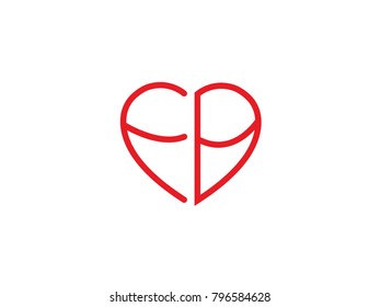 FB initial logo letter with heart shape red colored, logo design for wedding invitation, wedding name and business name.