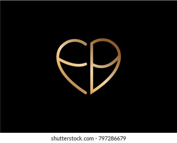 FB initial logo letter with heart shape red colored, logo design for wedding invitation, wedding name and business name.