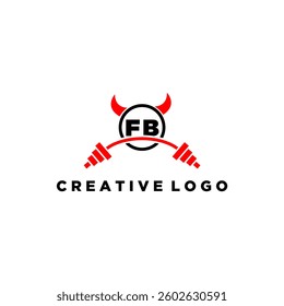 FB initial monogram for fitnes or gym logo with devil style design