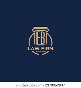 Monograma inicial de FB para bufete de abogados con línea de círculo creativo