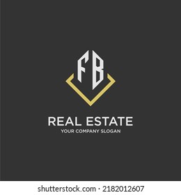 FB initial monogram logo for real estate with polygon style