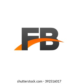 FB initial overlapping swoosh letter logo black orange