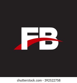 FB initial overlapping swoosh letter logo white red black background
