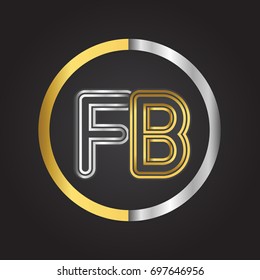 FB Letter logo in a circle. gold and silver colored. Vector design template elements for your business or company identity.