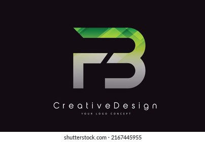 Diseño del logotipo de la carta FB en colores de textura verde. Ilustración del logotipo del icono del vector de letras modernas creativas.