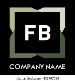 FB letters business logo creative  icon design template elements in abstract background logo, design identity in square with four colors, modern alphabet letters