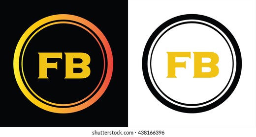 FB letters icon design template elements in abstract background logo, design identity in circle, alphabet letter