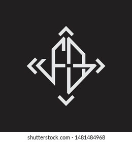 FB Logo Abstrac letter Monogram with Arrow in every side isolated on black background