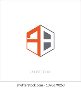 FB Logo Initial Monogram Negative Space Design Template With Orange and Grey Color - Vector EPS 10