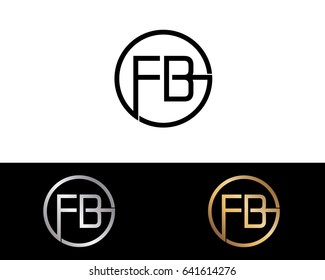 Fb Logo. Letter Design Vector with Red and Black Silver, Gold  Colors
