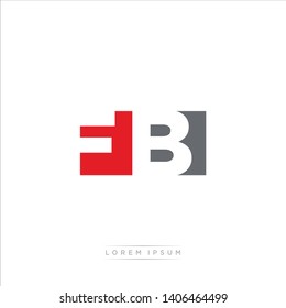 FB Logo Letter with Modern Negative space - Red and Grey Color EPS 10