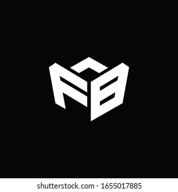 FB logo monogram with emblem style ribbon design template