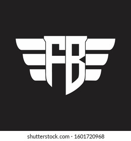 FB Logo monogram with emblem and wings element design template