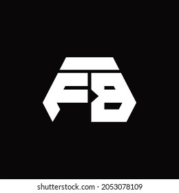 Monograma de logotipo FB con plantilla de diseño de estilo de forma octagón sobre fondo negro