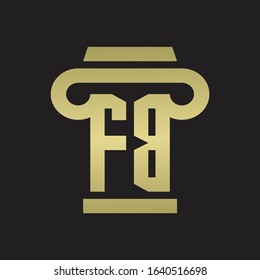 FB Logo monogram with pillar style design template with gold colors