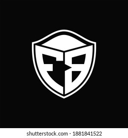 FB Logo monogram shield shape with outline rounded design template on black background
