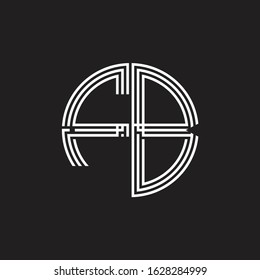 FB Logo monogram triple ribbon style line design template isolated on black background