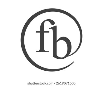 FB logo from two letter with circle shape email sign style. F and B round logotype of business company for brand identity.