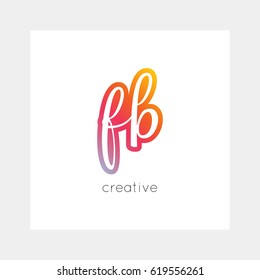 FB logo, vector. Useful as branding, app icon, alphabet combination, clip-art.