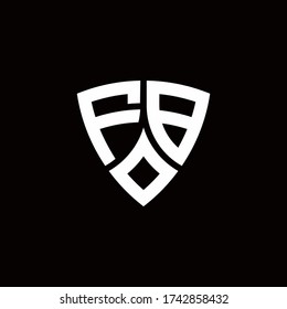 FB monogram logo with modern shield style design template isolated on black background
