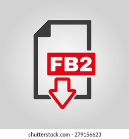 The FB2 icon. File format symbol. Flat Vector illustration. Button