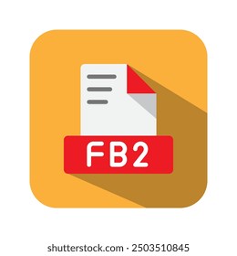 Fb2 text file flat icons. symbol document file extension, format files type. Can be used for websites, software, UI and mobile apps.