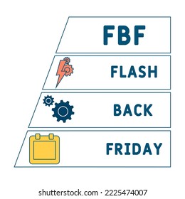 FBF - Flashback Friday acronym. business concept background.  vector illustration concept with keywords and icons. lettering illustration with icons for web banner, flyer, landing