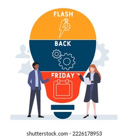 FBF - Acrónimo de Flashback Friday. fondo de concepto de negocio.  concepto de ilustración vectorial con palabras clave e iconos. ilustración con iconos para banner web, volante, aterrizaje