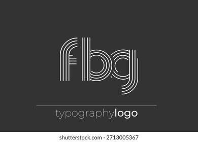 Logotipo da tipografia geométrica moderna da FBG. Composição moderna e elegante com uma ilustração de logotipo de tipografia monocromática projetada com linhas intrincadas.