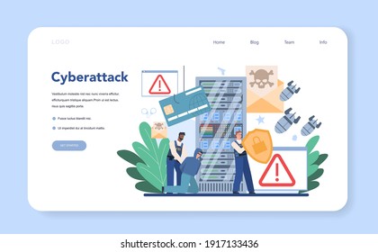 FBI agent web banner or landing page. Police officer or inspector investigating crime. Cyber security, cyberattack investigation. Idea of digital data protection. Isolated flat vector illustration