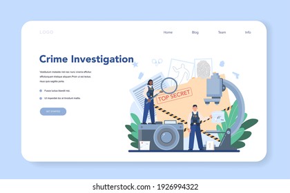 FBI agent web banner or landing page. Police officer or inspector investigating crime. Detection of espionage, cyberattack investigation. Isolated flat vector illustration