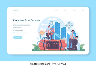 FBI agent web banner or landing page. Police officer or inspector