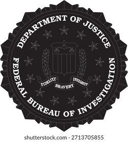Selo do FBI Vetor Preto e Branco Editável 