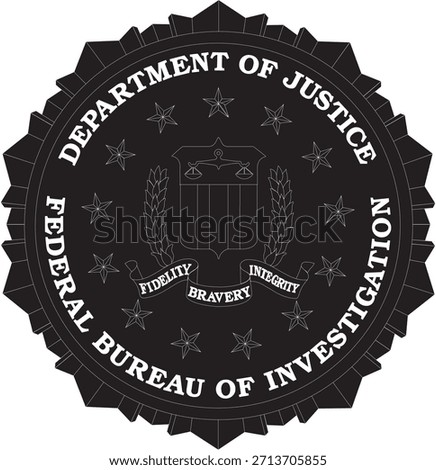 FBI Seal Black and White Vector Editable 