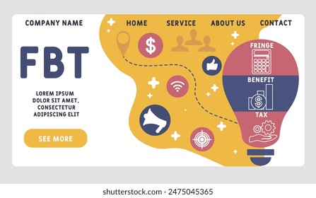 FBT - Fringe Benefit Tax acronym. business concept background. vector illustration concept with keywords and icons. lettering illustration with icons for web banner, flyer, landing pag