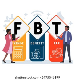 FBT - Fringe Benefit Tax acronym. business concept background. vector illustration concept with keywords and icons. lettering illustration with icons for web banner, flyer, landing pag