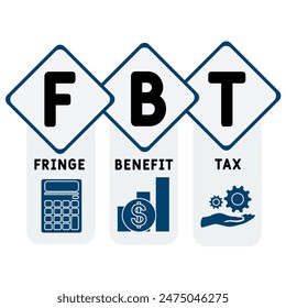 FBT - Fringe Benefit Tax acronym. business concept background. vector illustration concept with keywords and icons. lettering illustration with icons for web banner, flyer, landing pag