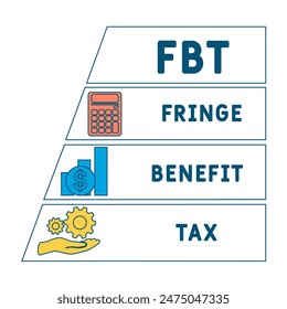 FBT - Fringe Benefit Tax acronym. business concept background. vector illustration concept with keywords and icons. lettering illustration with icons for web banner, flyer, landing pag