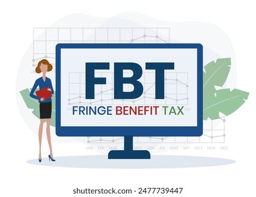 FBT - Fringe Benefit Tax acronym. business concept background. vector illustration concept with keywords and icons. lettering illustration with icons for web banner, flyer