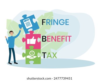 FBT - Fringe Benefit Tax acronym. business concept background. vector illustration concept with keywords and icons. lettering illustration with icons for web banner, flyer