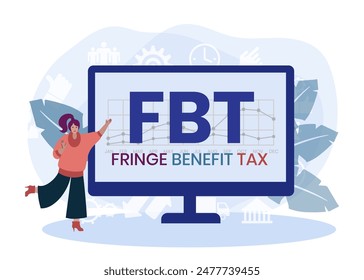 FBT - Fringe Benefit Tax acronym. business concept background. vector illustration concept with keywords and icons. lettering illustration with icons for web banner, flyer